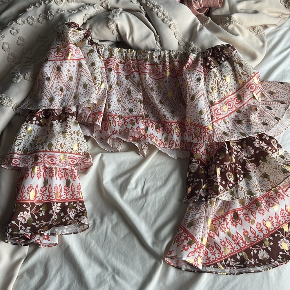 Anthropologie mare mare off the shoulder tiered sleeve top - Picture 5 of 5